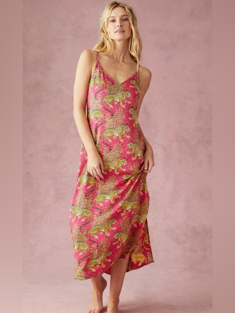 Printfresh - Bagheera - Eco Satin Chic to Sleep Nightie-Hot Pink size M